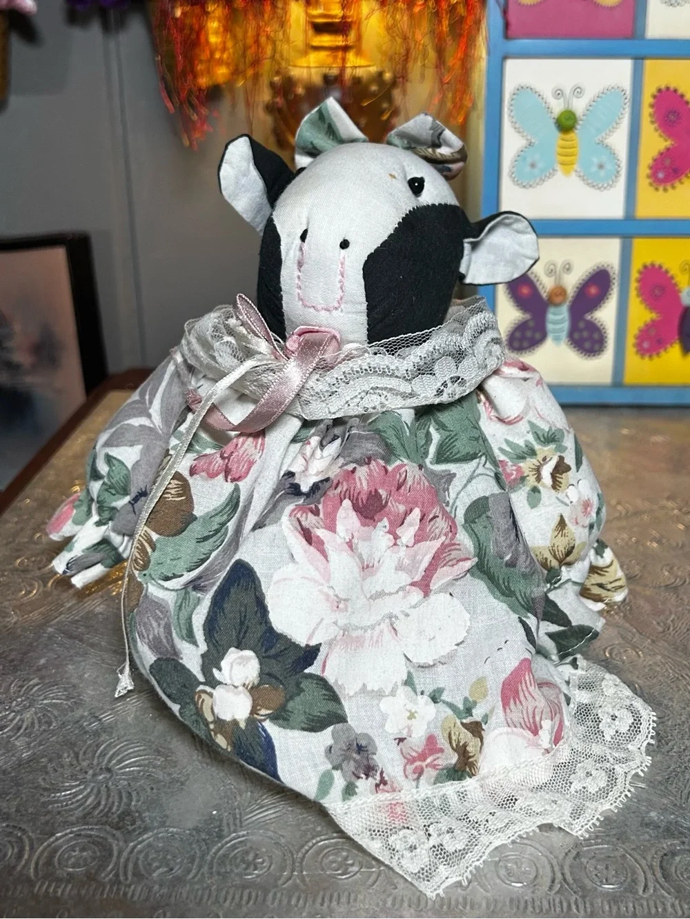 Vintage 90’s Country Cow Cloth Puppet in Dress